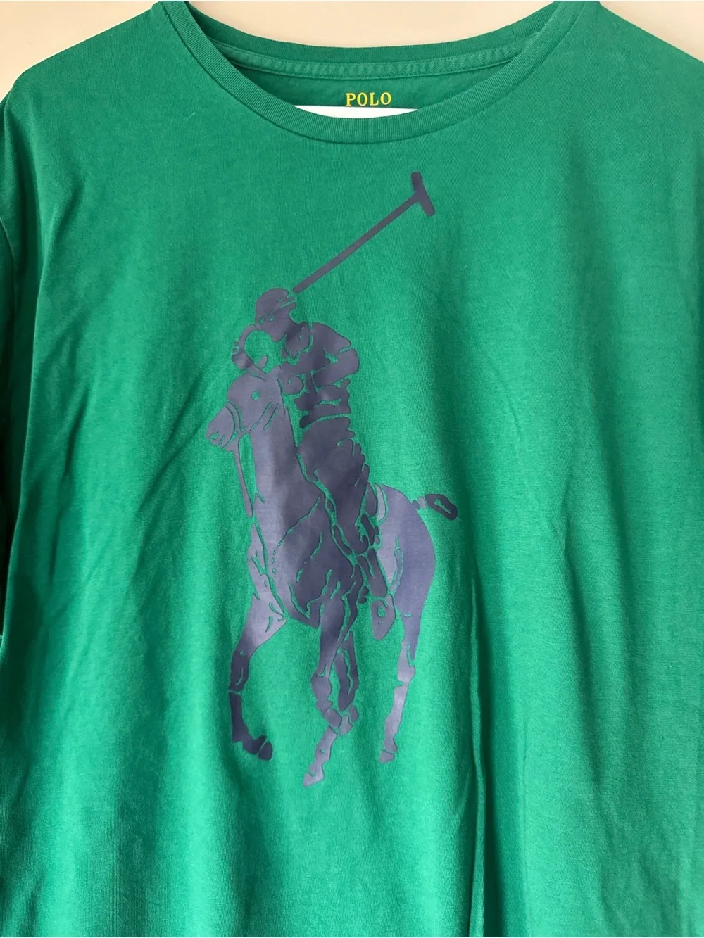 Polo by Ralph Lauren Green Tee with Large Navy Polo Player Graphic